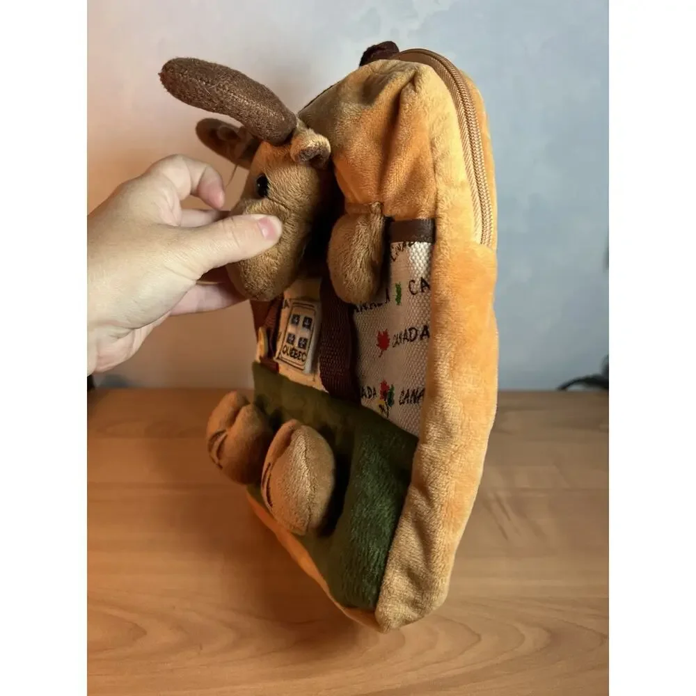 Kids Toddlers Canada Vancouver Moose Plush Small Backpack Tan 10x10”